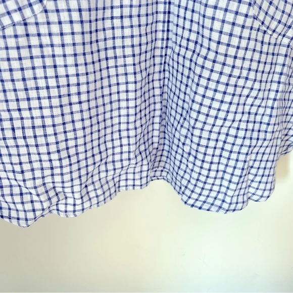 The Company Store Linen Blue White Check Tunic Shirt Pocket Dress Coastal L NEW - Picture 10 of 15